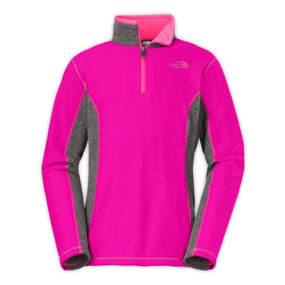 THE NORTH FACE Girls' Glacier 1/4 Zip Fleece Size L In Luminous Pink